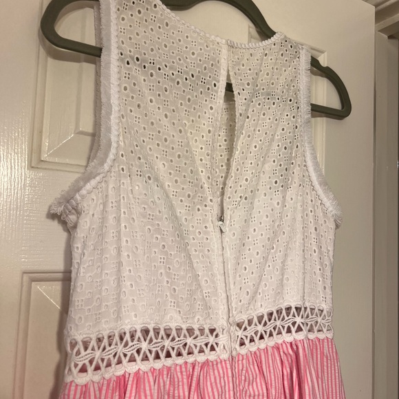 Lilly Pulitzer White Eyelet and Pink Striped Dress - Picture 5 of 9